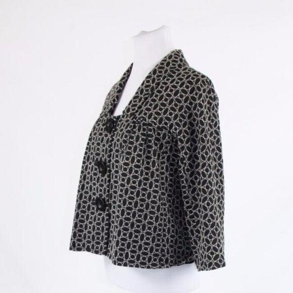 Vintage 90s Y2K Max Studio Retro Cropped Black White Swing Jacket M - Picture 3 of 8
